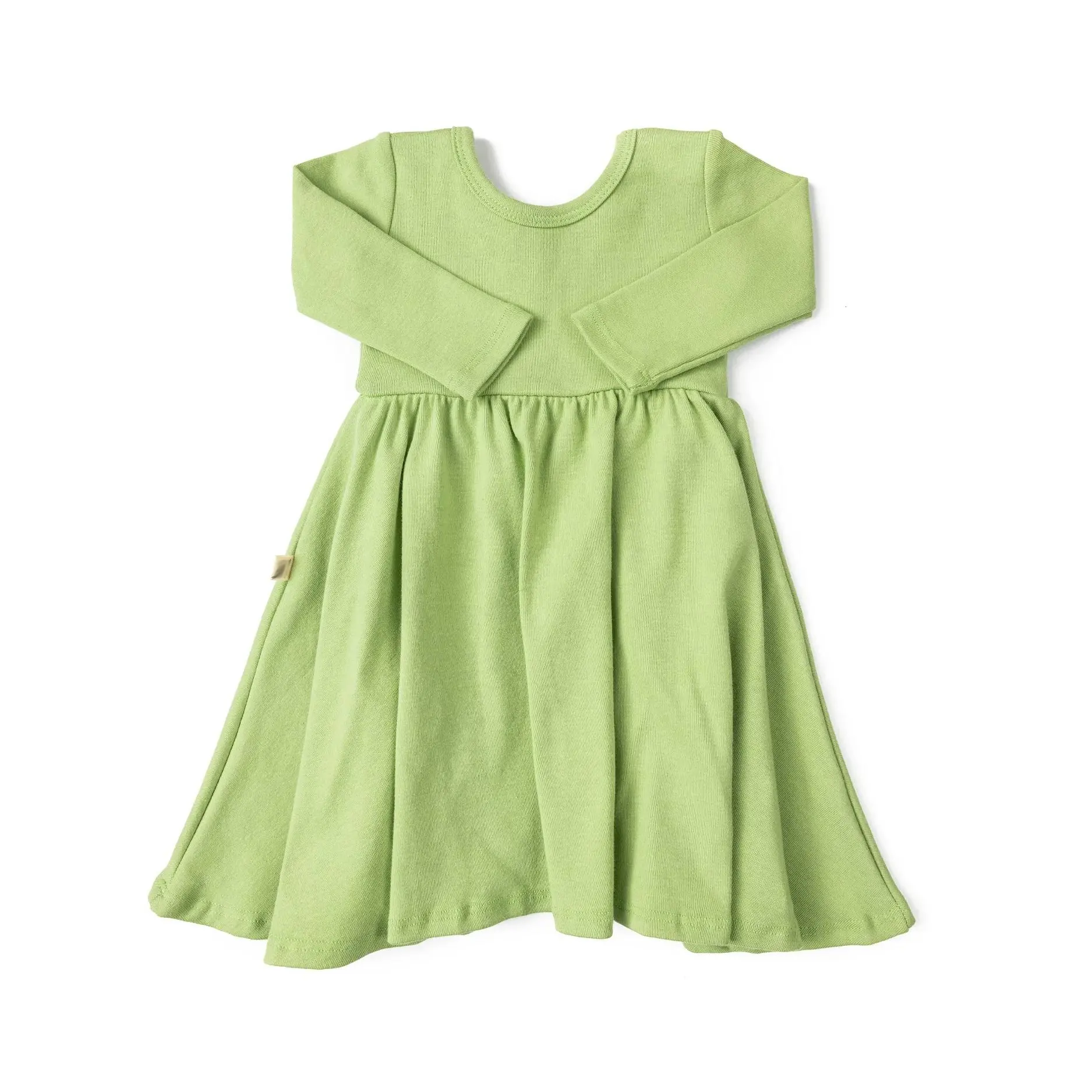 Custom Pattern Support Lovely Green, Orange Long Sleeve Baby Girl Swing Dress