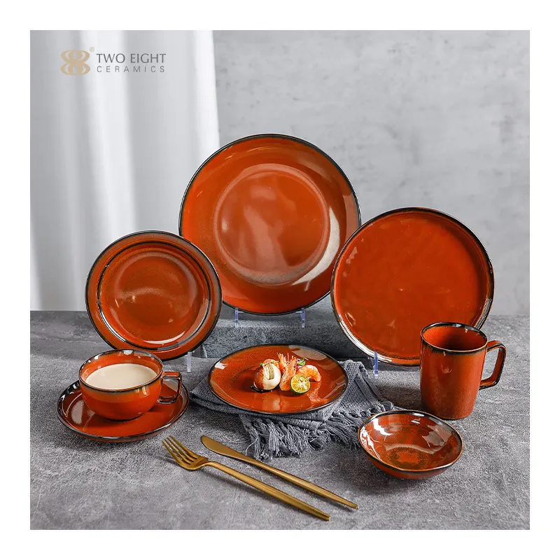 Latest Product China Housewares Rustic Ceramic Plate, Food Safe Porcelain Dinner Set