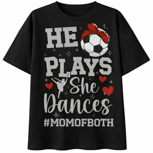 T-shirt da uomo He Plays Soccer Dances Both, maglietta sportiva oversize bianca con grafica, top casual da uomo in 100% cotone - Product Image 5