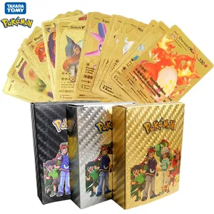 Cartes Pokemon en métal doré noir <span class=keywords><strong>Vmax</strong></span> GX, boîte de cartes Mewtwo Charizard <span class=keywords><strong>Pikachu</strong></span>, collection rare, cartes d'entraînement de combat, jouets pour enfants, cadeau - Product Image 1
