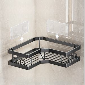 Modern Durable Eco-Friendly Carbon Steel Waterproof Wall-Mounted Bathroom <strong>Shower</strong> Corner Shelf Nail-Free Single-Tier Adhesive - Product Image 5