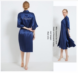 ODM OEM Winter Hotel Use Unisex <strong>Robe</strong> Quick Dry Thermal Plus Size Satin Bathrobe Silky Pajama Gown Bride Bridesmaid Front Knee - Product Image 4