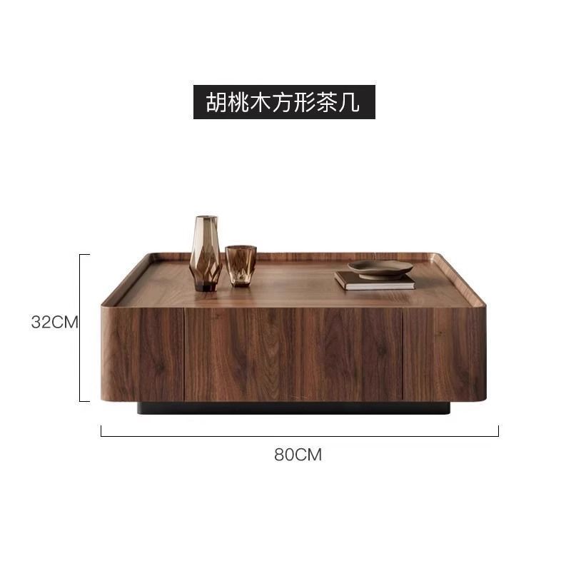 Table basse carrée de 80 cm avec double tiroir