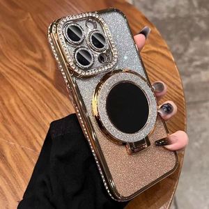เคสโทรศัพท์มือถือ iPhone 16 Pro Max 16 Plus แบบมีขาตั้งแม่เหล็ก ประดับกลิตเตอร์ แฟชั่น ทันสมัย - Product Image 4
