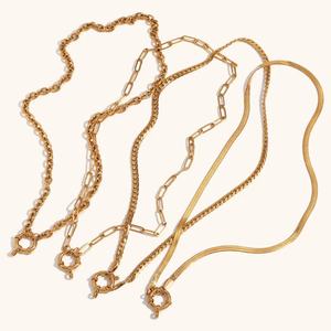 18K <b>Gold</b> Plated Women Waterproof Jewelry Hypoallergenic Charms Stainless Steel Paper Clip Simple <b>Cross</b> Chain Pendant Necklace - Product Image 3