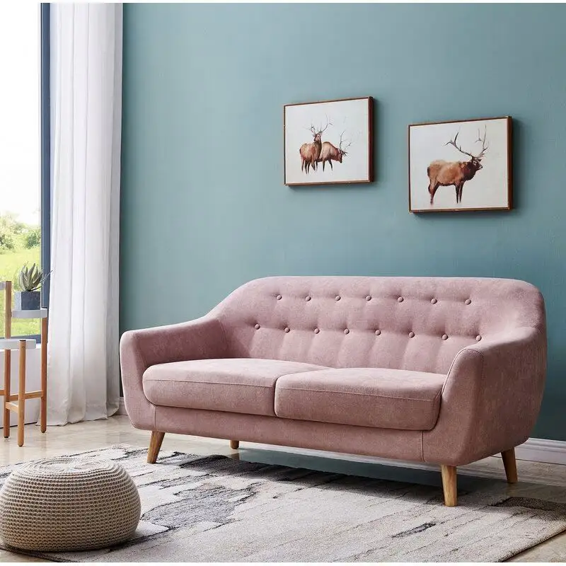 Modern kumaş rahatlatıcı döşemeli yuvarlak kol Loveseat oturma odası için