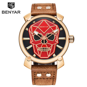 <span class=keywords><strong>Montre</strong></span>-<span class=keywords><strong>bracelet</strong></span> à quartz pour <span class=keywords><strong>homme</strong></span> Benyar 5132 Skull, montres pour hommes 2018, marque de luxe, <span class=keywords><strong>montre</strong></span> de sport en cuir, étanche - Product Image 5