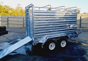 Remolque de ganado galvanizado de 10*6 pies, remolque de ganado con freno eléctrico con puerta corredera, remolque de <span class=keywords><strong>jaula</strong></span> de ganado en tándem - Product Image 2