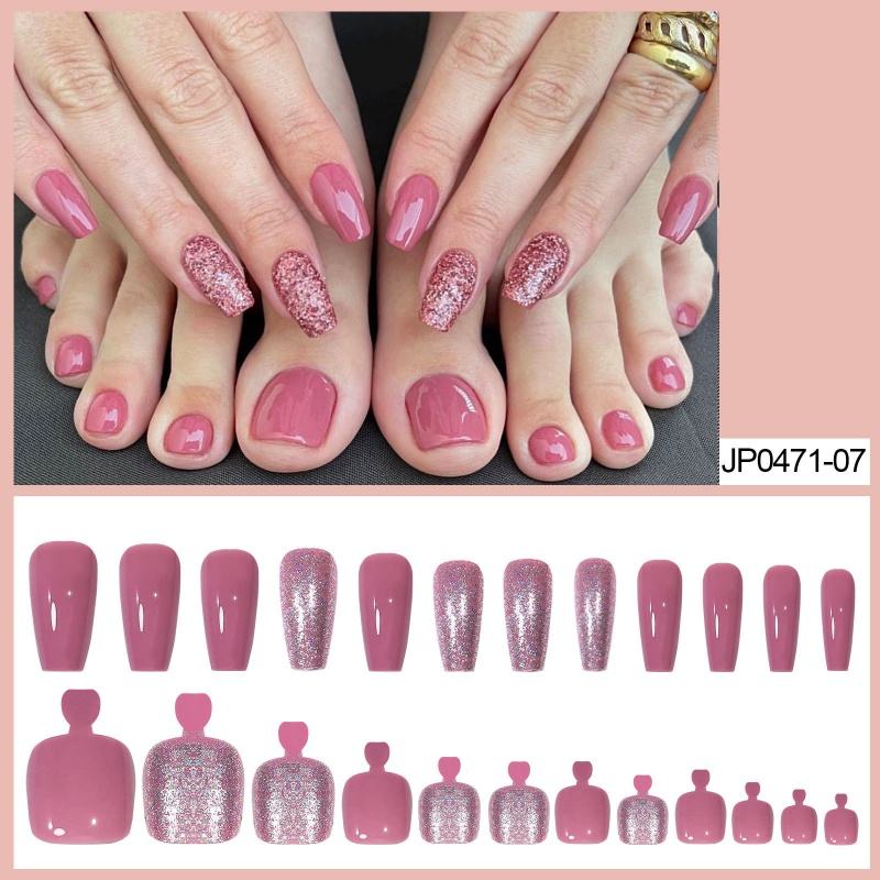 Popular 48pcs Toenails Nails Tips Full Cover Artificial Press on Toe Nails Fingernails Sets