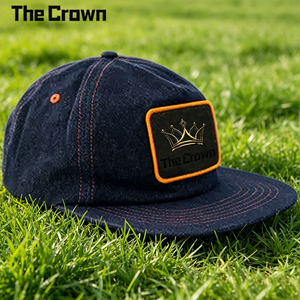 Custom Logo 5 Panel Structured Denim <b>Flat</b> Brim Hat Wholesale Bulk Woven Patch <b>Cap</b> With Single Row Snapback Manufacturer - Product Image 6