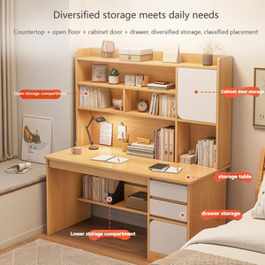 Escritorio de aprendizaje de escritura para estudiantes moderno, mesa de escritorio de esquina para el hogar con estantería integrada, gabinete de cubo, diseño plegable Simple - Product Image 6