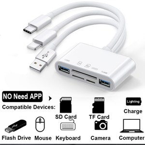 <span class=keywords><strong>5</strong></span>-trong-1 ổ đĩa flash SD TF Card Reader <span class=keywords><strong>adapter</strong></span> với Type-C USB <span class=keywords><strong>Lightning</strong></span> Port Đối với <span class=keywords><strong>iPhone</strong></span> iPad macbook - Product Image 4