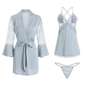 <span class=keywords><strong>Camicia</strong></span> <span class=keywords><strong>da</strong></span> <span class=keywords><strong>Notte</strong></span> Sexy in Pizzo Ricamato in Poliestere e Nylon per Donna, Scollo a V, <span class=keywords><strong>Taglie</strong></span> Forti, con Perizoma - ODM - Product Image 5
