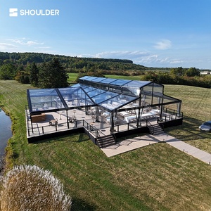 Tente de mariage de luxe, <span class=keywords><strong>grande</strong></span> tente d'extérieur, tentes atrium personnalisables, résistantes au vent et à la pluie, en PVC, avec structure en aluminium noir, tentes de réception - Product Image 1