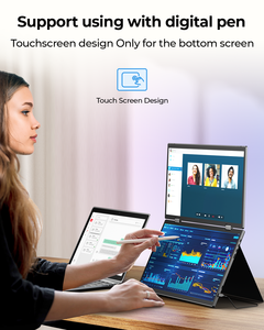 Moniteur à <span class=keywords><strong>écran</strong></span> tactile 2K QKD <span class=keywords><strong>double</strong></span> vue 14 ''15.6'' pour ordinateur portable externe pliable à 360 degrés Design multi-touch en aluminium USB LCD Nouveau - Product Image 6