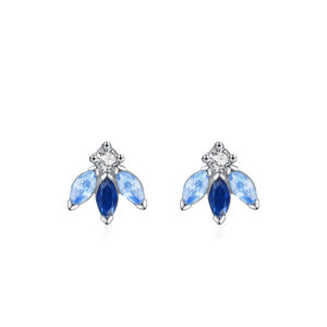 Pendientes de abeja personalizables en plata de ley S925 con zafiro azul talla marquesa y circonita azul, versión cobre, un regalo para ella - Product Image 1