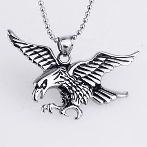알바니아어 비행 독수리 확산 날개 스테인레스 스틸 펑크 스타일 남성용 힙합 링크 체인 펜던트 목걸이 패션 선물 보석 - Product Image 2