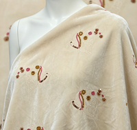 Tissu en velours polyester brodé avec des paillettes de 3 mm, robe moulante sans bretelles pour femmes, filles et garçons, pour mariage et fête, poids moyen