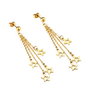 Pendientes de Moda de Acero Inoxidable Chapados en Oro de 18K para Mujer, Joyería de Compromiso y Boda, Pendientes Colgantes con Diseño de Estrellas Múltiples - Product Image 1