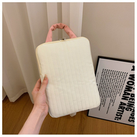 Housse pour ordinateur portable matelassée à rayures contrastées, sac antichoc à double fermeture éclair, pochette pour tablette de 11 pouces, sac pour ordinateur portable de 14 pouces