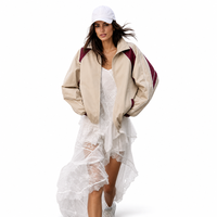 Veste courte zippée pour femme, style après-ski, col montant, color-block, respirante et ample, idéale printemps-automne (OEM)