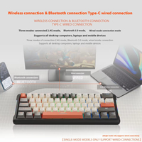 Keyboard Gamer 61 Tombol Keyboard Mekanik Nirkabel Mini Tiga Mode untuk Keyboard Bluetooth Hot-swap untuk Laptop PC Game