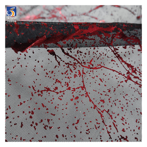 Yx956 2026 New Arrivals 100% <span class=keywords><strong>Polyester</strong></span> Phun Mực Màu Đỏ Mô Hình In Ấn Màu Đen Vải Tuyn Lưới Vải Cho Kỳ Nghỉ Tổ Chức Sự Kiện Ăn Mặc - Product Image 5