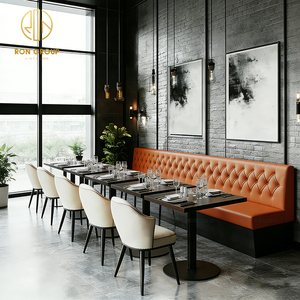 Muebles de Hotel Modernos Ron Group, Asientos de Cuero Tapizados en Forma de Media Luna, Mesa Cuadrada de Madera y Silla para <span class=keywords><strong>Restaurante</strong></span> - Product Image 2