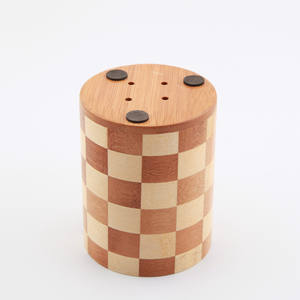 Suministro directo de fábrica Juego de espátula de bambú a rayas de cuatro piezas Incluye utensilios y cubos de almacenamiento con rejillas - Product Image 3