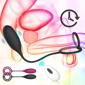 <span class=keywords><strong>Vibratore</strong></span> Anale con Doppi Anelli per il Pene Massaggiatore <span class=keywords><strong>Prostatico</strong></span> con Telecomando, Plug Anale con 10 Modalità di Vibrazione per Uomo - Product Image 1