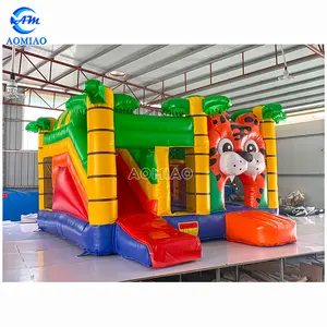 PVC aufblasbare springende Burg Kinder Hüpfburg Tiger Bounce House Kommerzielle aufblasbare Türsteher mit Rutsche