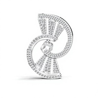 Broche Aarinya en diamant de laboratoire géométrique, argent 925, motif éventail cinétique, spirale moderne, vortex pavé, 4,75 ct, pièce maîtresse, cadeau de luxe, pour soirée