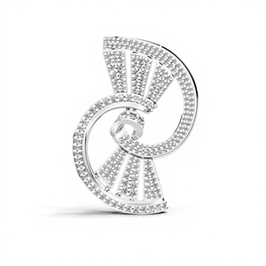 Broche Aarinya en diamant de laboratoire géométrique, argent 925, motif éventail cinétique, spirale moderne, vortex pavé, 4,75 ct, pièce maîtresse, cadeau de luxe, pour soirée - Product Image 1