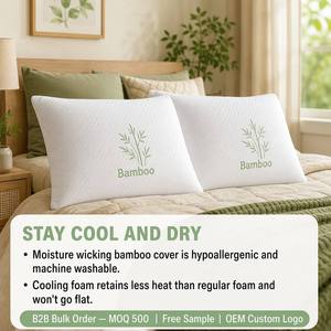 Soft Cooling Bamboo <strong>Pillow</strong> with Breathable Cover, Hypoallergenic Comfort <strong>Support</strong> Bamboo <strong>Bed</strong> <strong>Pillow</strong> <strong>for</strong> Side <strong>Back</strong> Sleepers - Product Image 6