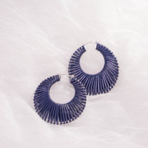 Pendientes de Aro Bohemios Tejidos Circulares Geométricos con Diseño Unisex Plateado - Product Image 3