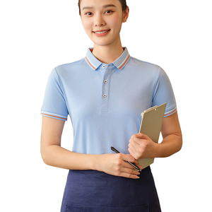 Hotel Cafe Bar Waiter Suit Restaurant Manager Uniform Lapel Short Sleeve Uniforms Restaurant Work Shirt Printing - Product Image 1