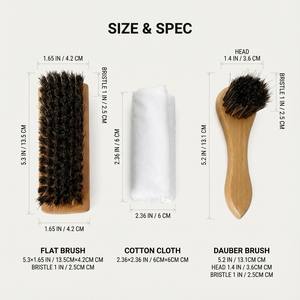 Cepillo para Zapatos de Pelo de Caballo Premium de Fábrica, Kit de Pulido de Cuero de 3 Piezas, Cerdas Suaves, Sin Rayones, Mango de Madera de Haya, Paño de Algodón, OEM/ODM - Product Image 4