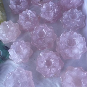 Commercio all'ingrosso naturale di alta qualità fiori di loto rosa di quarzo curativo di cristallo di quarzo intagli per la decorazione Fengshui - Product Image 1
