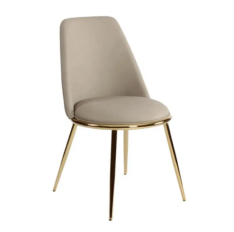 Chaise de salle à manger en métal doré, pieds en acier inoxydable, tapisserie PU