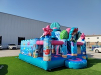 Château gonflable commercial robuste en PVC de 0,55 mm, thème sirène, aire de jeux gonflable pour enfants en PVC pour locations de carnaval en extérieur