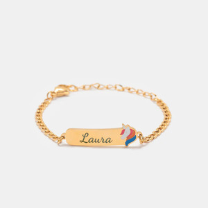 Braccialetto Personalizzato in Acciaio Inox Jietao per Bambini con Incisione del Nome, Charm Smaltati a Forma di Unicorno, Cuore, Pallone da Calcio, Regalo di Compleanno per Ragazzi e Ragazze - Product Image 1