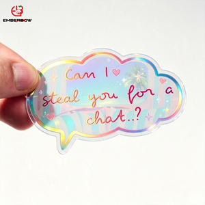 EBB Pastel Pink Purple Iridescent Shape Inspiring Text Sticker Holographic Waterproof <b>Vinyl</b> <b>Decals</b> For Outdoor Gear Water Bottle - Product Image 1