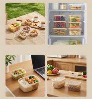 Boîte alimentaire en silicone hermétique pour congélateur, boîte de préparation de repas anti-fuite pour la conservation des restes, cuisine, maison, bureau, voyage