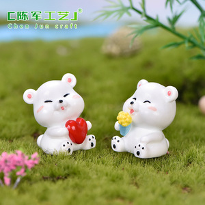 Weij Micro-paesaggio Fai-da-Te con Orso, Decorazione Bonsai, Animale in Resina che Tiene un Cuore, Mangia Ghiaccio - Product Image 5