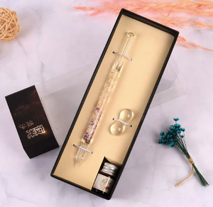 Ensemble de stylos à plume en verre faits à la main avec bouteille d'encre et repose-stylo, pointe spirale, stylo d'écriture multicolore, boîte cadeau - Product Image 3