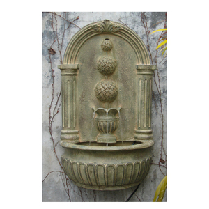 สวนกลางแจ้งมือแกะสลักขนาดใหญ่สีเบจสีขาวสีดําเอวเส้นใยเรซิ่นน้ําพุ - Product Image 2