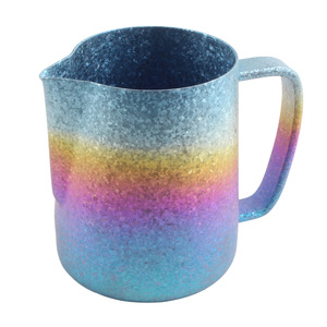 Pichet à mousse de lait en titane pur de qualité supérieure avec finition effet cristal de glace, 450 ml, dégradé de couleurs, pour café latte art - Product Image 4