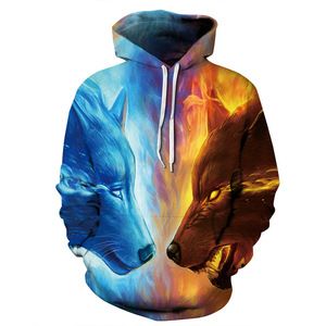 Felpa con Cappuccio da Uomo con Stampa 3D di Lupo, 100% Poliestere, Pullover Streetwear per Stampa Personalizzata - Product Image 5