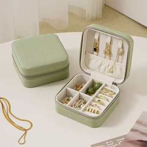 Travel <strong>Jewelry</strong> <strong>Box</strong> Organizer with Zipper Closure Anti-tarnish Velvet Lining Small Portable <strong>Jewelry</strong> <strong>Mini</strong> Storage Packaging <strong>Box</strong> - Product Image 1