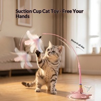 Juguete para gatos Nerve con ventosa, varita estimulante sin láser, simulación interactiva con plumas y campana, para uso en interiores, relajante para quemar energía
